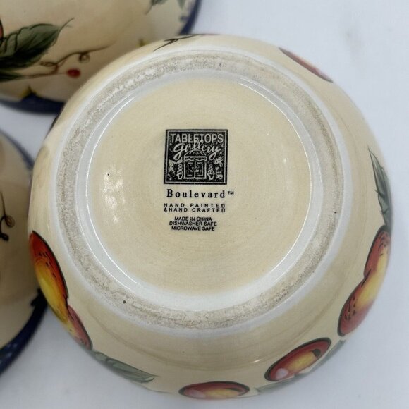 Tabletops Gallery 6" Soup Cereal Bowl Set of 3 Boulevard Fruit Pattern - Picture 6 of 10